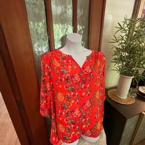 Rose & Olive Floral Red Blouse